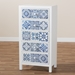 Baxton Studio Alma Spanish Mediterranean Inspired White Wood and Blue Floral Tile Style 5-Drawer Accent Storage Cabinet - JY215-White-5DW-Cabinet