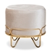 Baxton Studio Lucienne Glam and Luxe Beige Velvet Fabric Upholstered Gold Finished Metal Ottoman - FJ5A-017-Beige/Gold-Otto