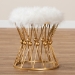 Baxton Studio Leonie Glam and Luxe White Faux Fur Upholstered Gold Finished Metal Ottoman - FJ5A-025-White/Gold-Otto