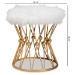 Baxton Studio Leonie Glam and Luxe White Faux Fur Upholstered Gold Finished Metal Ottoman - FJ5A-025-White/Gold-Otto