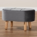 Baxton Studio Simone Mid-Century Modern Grey Velvet Fabric Upholstered Wood Ottoman - JY19A222-Grey/Natural-Otto