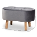 Baxton Studio Simone Mid-Century Modern Grey Velvet Fabric Upholstered Wood Ottoman - JY19A222-Grey/Natural-Otto