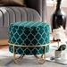 Baxton Studio Candice Glam and Luxe Teal Green Quatrefoil Velvet Fabric Upholstered Gold Finished Metal Ottoman - JY19A254-Teal/Gold-Otto