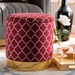 Baxton Studio Serra Glam and Luxe Red Quatrefoil Velvet Fabric Upholstered Gold Finished Metal Storage Ottoman - JY19A257-Red/Gold-Otto