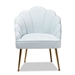 Baxton Studio Cinzia Glam and Luxe Light Blue Velvet Fabric Upholstered Gold Finished Seashell Shaped Accent Chair - TSF-6665-Light Blue/Gold-CC