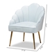 Baxton Studio Cinzia Glam and Luxe Light Blue Velvet Fabric Upholstered Gold Finished Seashell Shaped Accent Chair - TSF-6665-Light Blue/Gold-CC