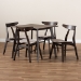 Baxton Studio Britte Mid-Century Modern Beige Fabric Upholstered Dark Oak Brown Finished 5-Piece Wood Dining Set - Fiesta-Latte/Coffee Oak-5PC Dining Set