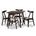 Baxton Studio Britte Mid-Century Modern Beige Fabric Upholstered Dark Oak Brown Finished 5-Piece Wood Dining Set - Fiesta-Latte/Coffee Oak-5PC Dining Set
