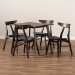Baxton Studio Britte Mid-Century Modern Dark Grey Fabric Upholstered Dark Oak Brown Finished 5-Piece Wood Dining Set - Fiesta-Iron/Coffee Oak-5PC Dining Set