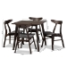 Baxton Studio Britte Mid-Century Modern Dark Grey Fabric Upholstered Dark Oak Brown Finished 5-Piece Wood Dining Set - Fiesta-Iron/Coffee Oak-5PC Dining Set