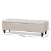 Baxton Studio Brette Mid-Century Modern Light Blue Fabric Upholstered Dark Brown Finished Wood Storage Bench Ottoman - BBT3162-Beige-Otto