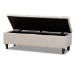 Baxton Studio Brette Mid-Century Modern Light Blue Fabric Upholstered Dark Brown Finished Wood Storage Bench Ottoman - BBT3162-Beige-Otto