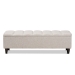 Baxton Studio Brette Mid-Century Modern Light Blue Fabric Upholstered Dark Brown Finished Wood Storage Bench Ottoman - BBT3162-Beige-Otto