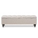 Baxton Studio Brette Mid-Century Modern Light Blue Fabric Upholstered Dark Brown Finished Wood Storage Bench Ottoman - BBT3162-Beige-Otto