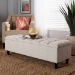 Baxton Studio Brette Mid-Century Modern Light Blue Fabric Upholstered Dark Brown Finished Wood Storage Bench Ottoman - BBT3162-Beige-Otto
