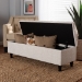 Baxton Studio Brette Mid-Century Modern Light Blue Fabric Upholstered Dark Brown Finished Wood Storage Bench Ottoman - BBT3162-Beige-Otto
