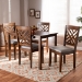 Baxton Studio Caron Modern and Contemporary Grey Fabric Upholstered Walnut Brown Finished Wood 5-Piece Dining Set - RH317C-Grey/Walnut-5PC Dining Set