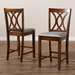 Baxton Studio Reneau Modern and Contemporary Grey Fabric Upholstered Walnut Brown Finished 2-Piece Wood Counter Height Pub Chair Set - RH316P-Grey/Walnut-PC