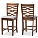 Baxton Studio Lanier Modern and Contemporary Grey Fabric Upholstered Walnut Brown Finished 2-Piece Wood Counter Height Pub Chair Set