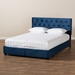 Baxton Studio Caronia Modern and Contemporary Navy Blue Velvet Fabric Upholstered 2-Drawer Queen Size Platform Storage Bed - Caronia-Navy-Queen