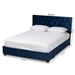 Baxton Studio Caronia Modern and Contemporary Navy Blue Velvet Fabric Upholstered 2-Drawer Queen Size Platform Storage Bed - Caronia-Navy-Queen