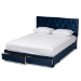 Baxton Studio Caronia Modern and Contemporary Navy Blue Velvet Fabric Upholstered 2-Drawer Queen Size Platform Storage Bed - Caronia-Navy-Queen