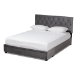 Baxton Studio Caronia Modern and Contemporary Grey Velvet Fabric Upholstered 2-Drawer Queen Size Platform Storage Bed