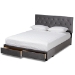 Baxton Studio Caronia Modern and Contemporary Grey Velvet Fabric Upholstered 2-Drawer Queen Size Platform Storage Bed - Caronia-Grey-Queen