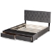 Baxton Studio Caronia Modern and Contemporary Grey Velvet Fabric Upholstered 2-Drawer Queen Size Platform Storage Bed - Caronia-Grey-Queen