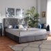 Baxton Studio Caronia Modern and Contemporary Grey Velvet Fabric Upholstered 2-Drawer Queen Size Platform Storage Bed - Caronia-Grey-Queen