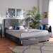 Baxton Studio Caronia Modern and Contemporary Grey Velvet Fabric Upholstered 2-Drawer King Size Platform Storage Bed - Caronia-Grey-King