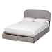 Baxton Studio Larese Light Grey Fabric Upholstered 2-Drawer King Size Platform Storage Bed - Larese-Grey-King