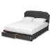 Baxton Studio Larese Dark Grey Fabric Upholstered 2-Drawer Queen Size Platform Storage Bed - Larese-Charcoal Grey-Queen