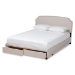 Baxton Studio Larese Beige Fabric Upholstered 2-Drawer Queen Size Platform Storage Bed - Larese-Beige-Queen