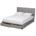 Baxton Studio Netti Light Grey Fabric Upholstered 2-Drawer King Size Platform Storage Bed - Netti-Grey-King