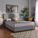 Baxton Studio Netti Light Grey Fabric Upholstered 2-Drawer Queen Size Platform Storage Bed - Netti-Grey-Queen