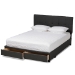 Baxton Studio Netti Dark Grey Fabric Upholstered 2-Drawer Queen Size Platform Storage Bed - Netti-Charcoal Grey-Queen