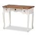 Baxton Studio Sophie Classic Traditional French Country White and Brown Finished Small 3-Drawer Wood Console Table