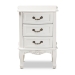 Baxton Studio Gabrielle Traditional French Country Provincial White-Finished 3-Drawer Wood End Table - ETASW-04-White-ET