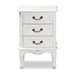 Baxton Studio Gabrielle Traditional French Country Provincial White-Finished 3-Drawer Wood End Table - ETASW-04-White-ET