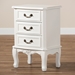 Baxton Studio Gabrielle Traditional French Country Provincial White-Finished 3-Drawer Wood End Table - ETASW-04-White-ET