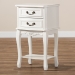 Baxton Studio Gabrielle Traditional French Country Provincial White-Finished 2-Drawer Wood End Table - ETASW-06-White-ET