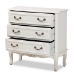 Baxton Studio Gabrielle Traditional French Country Provincial White-Finished 3-Drawer Wood Storage Cabinet - ETASW-08-White-3DW-Cabinet