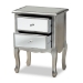 Baxton Studio Leonie Modern Transitional French Brushed Silver Finished Wood and Mirrored Glass 2-Drawer End Table - JY18A035-Silver-ET