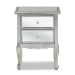 Baxton Studio Leonie Modern Transitional French Brushed Silver Finished Wood and Mirrored Glass 2-Drawer End Table - JY18A035-Silver-ET