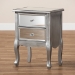 Baxton Studio Leonie Modern Transitional French Brushed Silver Finished Wood and Mirrored Glass 2-Drawer End Table - JY18A035-Silver-ET
