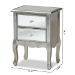 Baxton Studio Leonie Modern Transitional French Brushed Silver Finished Wood and Mirrored Glass 2-Drawer End Table - JY18A035-Silver-ET