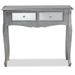 Baxton Studio Leonie Modern Transitional French Brushed Silver Finished Wood and Mirrored Glass 2-Drawer Console Table - YA2-Silver-Console