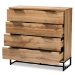 Baxton Studio Reid Modern and Contemporary Industrial Oak Finished Wood and Black Metal 4-Drawer Dresser - CH8000-Oak/Black-4DW-Dresser