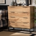 Baxton Studio Reid Modern and Contemporary Industrial Oak Finished Wood and Black Metal 4-Drawer Dresser - CH8000-Oak/Black-4DW-Dresser